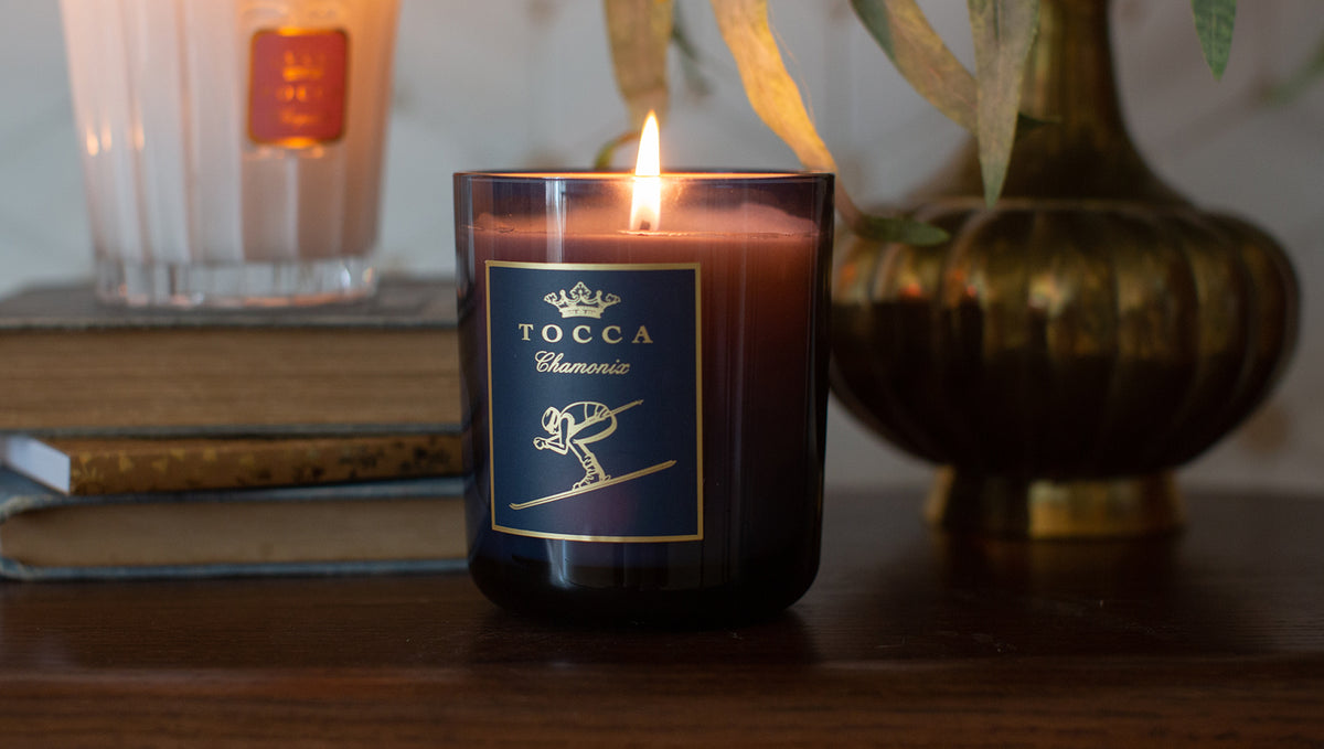 TOCCA Chamonix candle on table