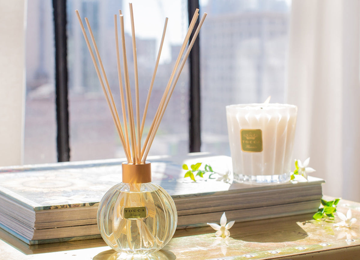 TOCCA Diffuser & Candle near window